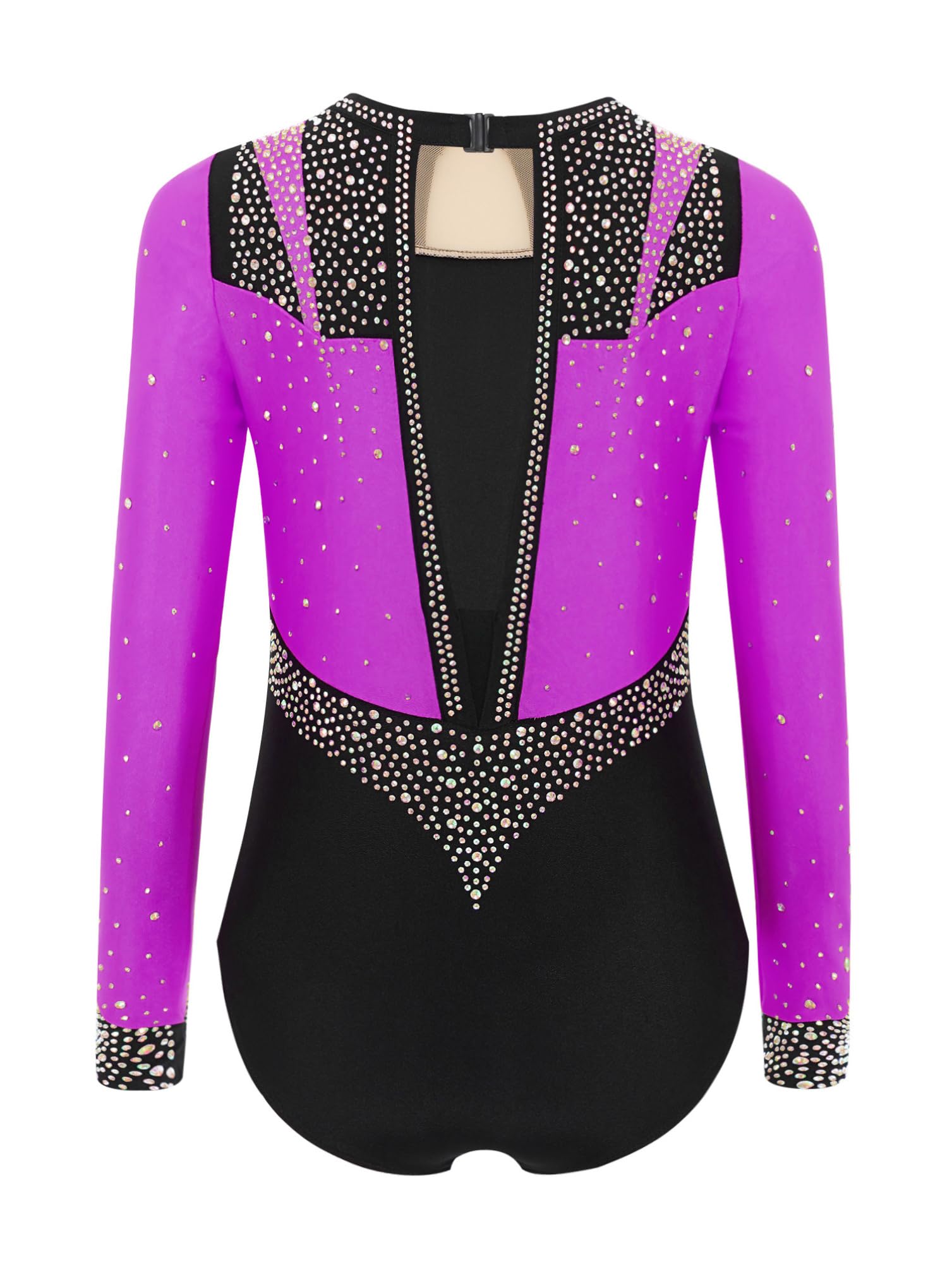 inhzoy Body da Danza Classica Balletto per Bambina Body Ginnastica Ritmica Manica Lunga Ballet Leotard con Strass Bodysuit da Allenamento Danza Moderna Yoga Jumpsuit