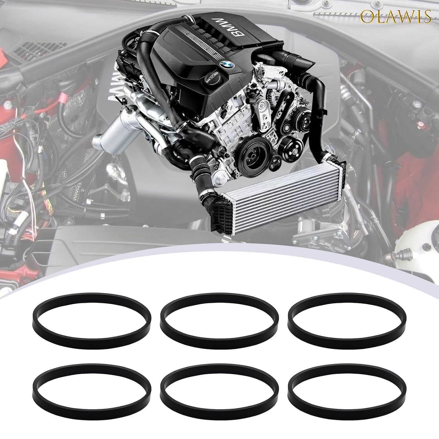 11617547242 Manifold Gasket Intake Set for BMW 037-6192 N52 N54 E60 E70 E90 E92-128i 135i 325xi 328i 328xi 330i 335i 525xi 528i 530i 535i 535xi Intake Manifold Gasket（6PCS）