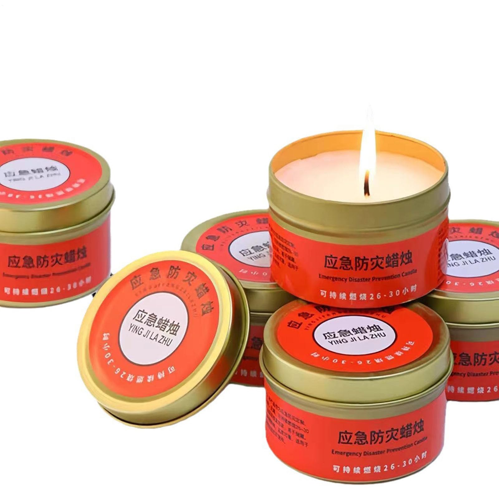 10 Pièces Long Burning Survival Candles | 20-30 Hours Emergencies Candle in Tin Box | Candles for Survival and Power Outages | Food Warmer Tea Light for Wild Camping, Hiking