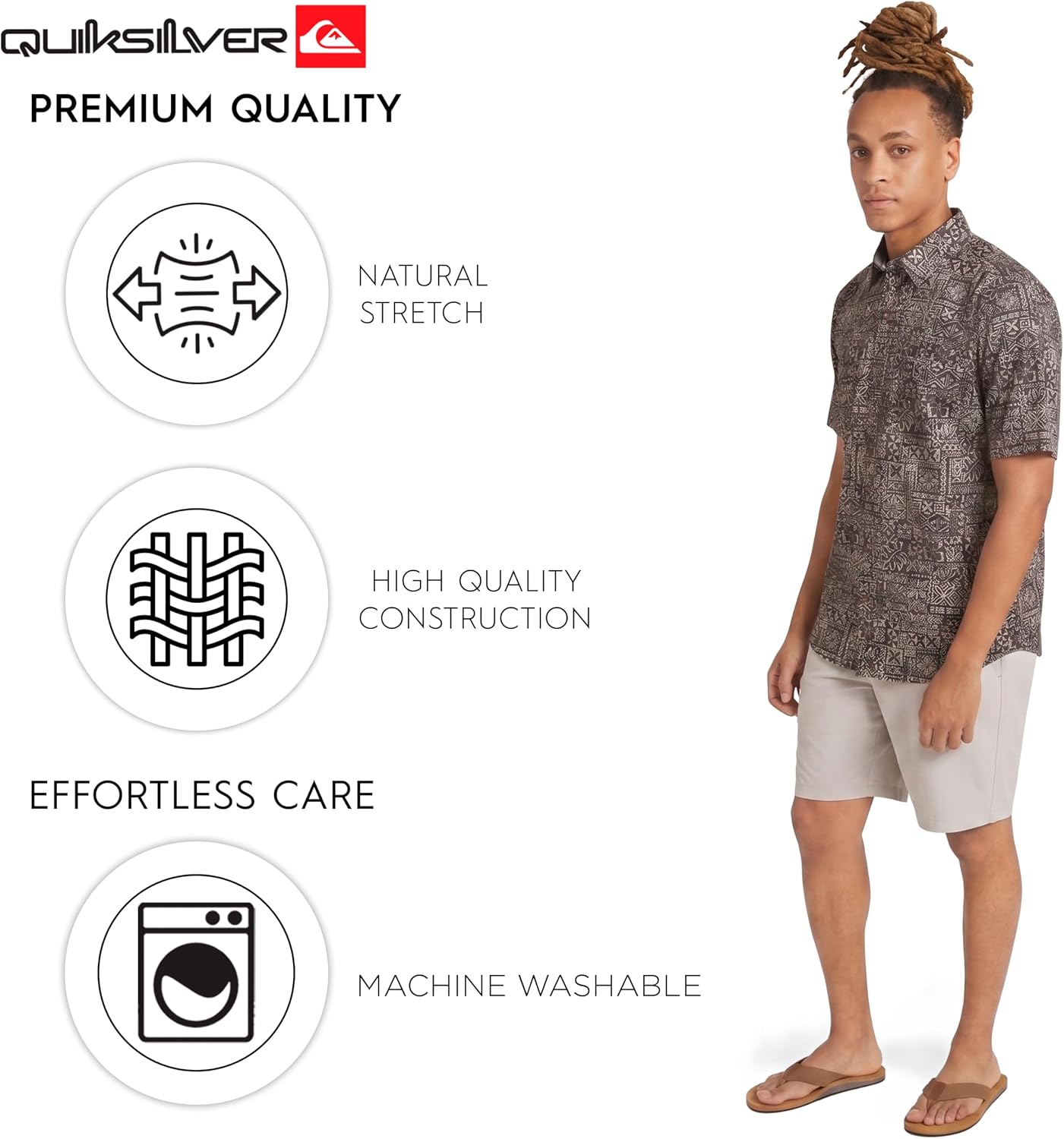 Quiksilver Men's Regular Fit Premium Soft Cotton Short Sleeve Button Down Woven Shirt image 5