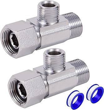 Brass Angle Stop Add-A-Tee Valve, 3/8-Inch Compression Inlet X 3/8-Inch Outlet X 1/4-Inch Outlet 3/8x 3/8x 1/4 Add-A-Tee Chromed