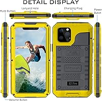 Vista 7 de Mitywah Funda impermeable para iPhone 12 Pro, carcasa resistente a los golpes con protector de pantalla incorporado, funda metálica de cuerpo
