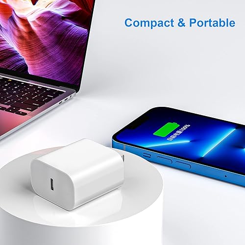 Miniatura 5 de Bloque de carga USBC para enchufe de carga de iPhone 17, certificado MFI rápido USB C cubo de pared, paquete de 2 adaptadores de corriente para