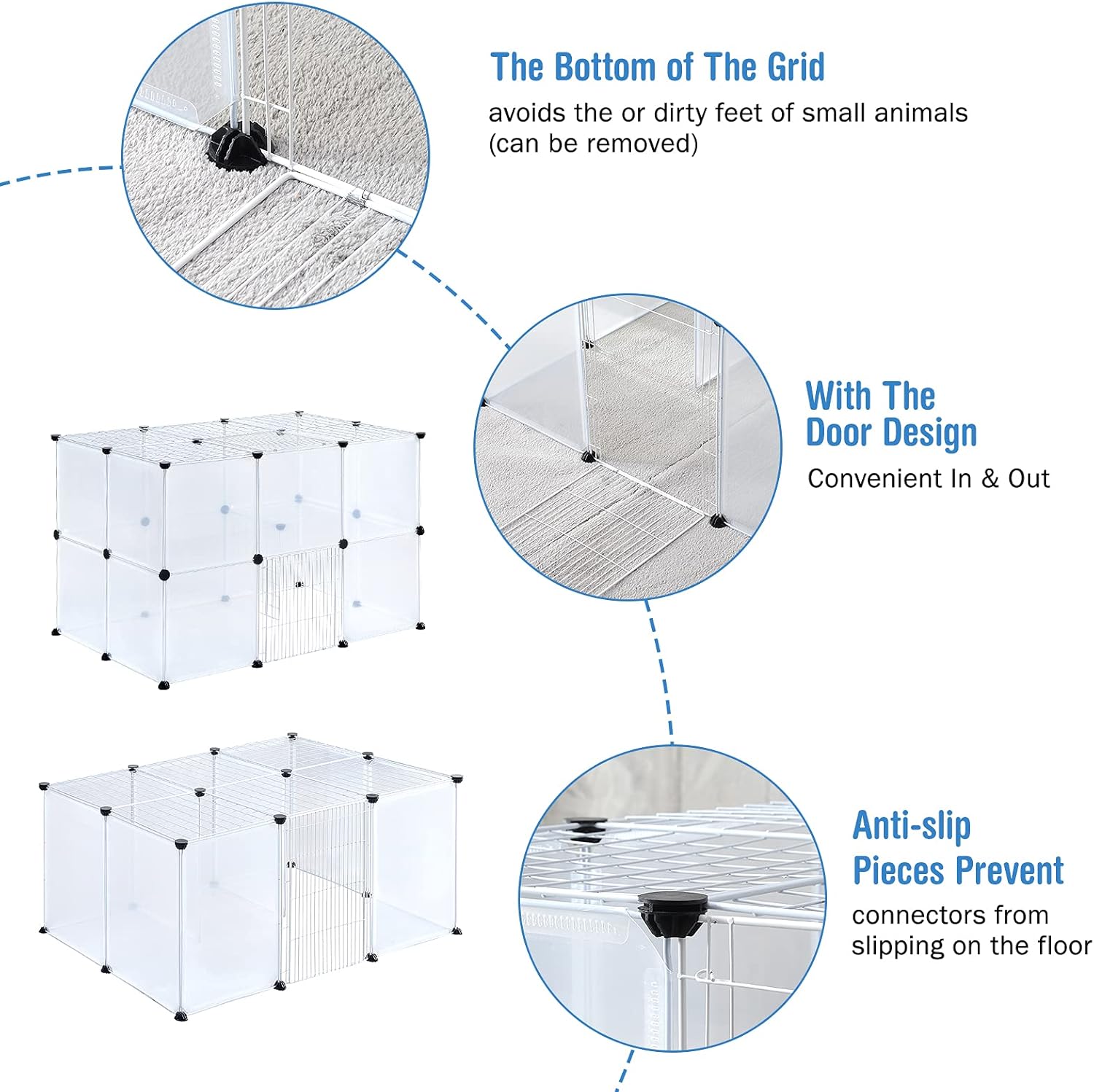 BRIAN & DANY 2-Tier Small Animals Playpen, Portable Pet Playpen Indoor with 2 Doors for Puppy, Hamsters, Guinea Pig, Rabbits - 28 Panels, 43.1" x 27.5" x 27.5"