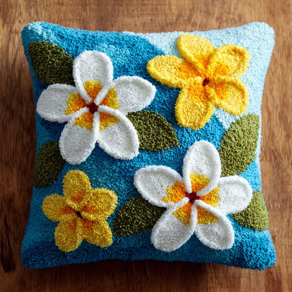 WallustrioaW Latch Hook Cushion Kits,Frangipani