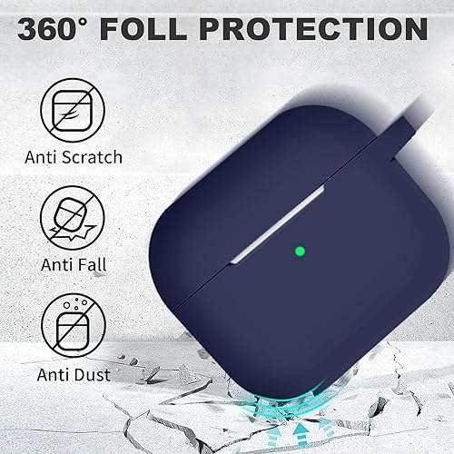 Vista 118 de Funda compatible con AirPods de tercera generación, accesorios de protección de silicona con llavero y kit de limpiador para mujeres y hombres, LED