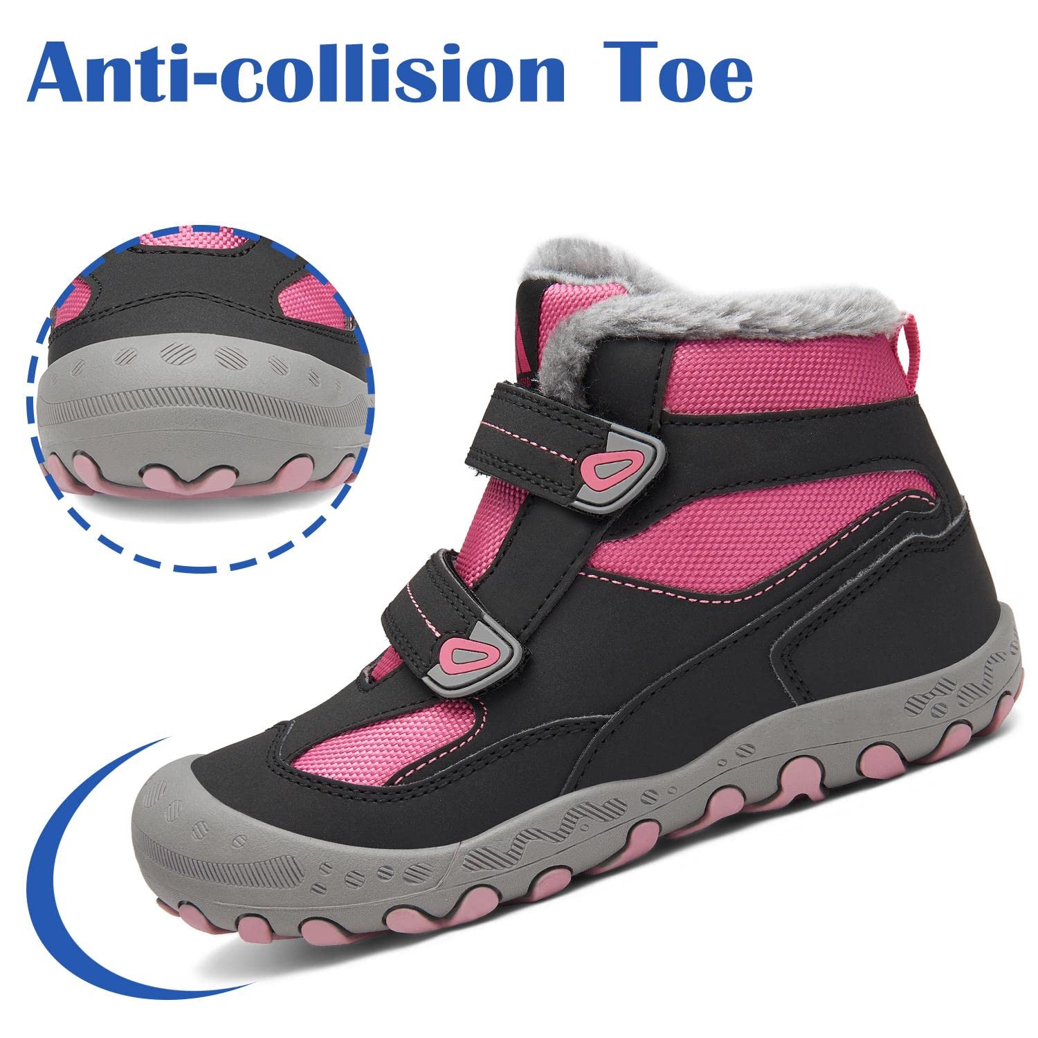 Mishansha Dziecięce buty zimowe z ciepłą podszewką, rozm. 24-38, magenta liliowy, 34 EU