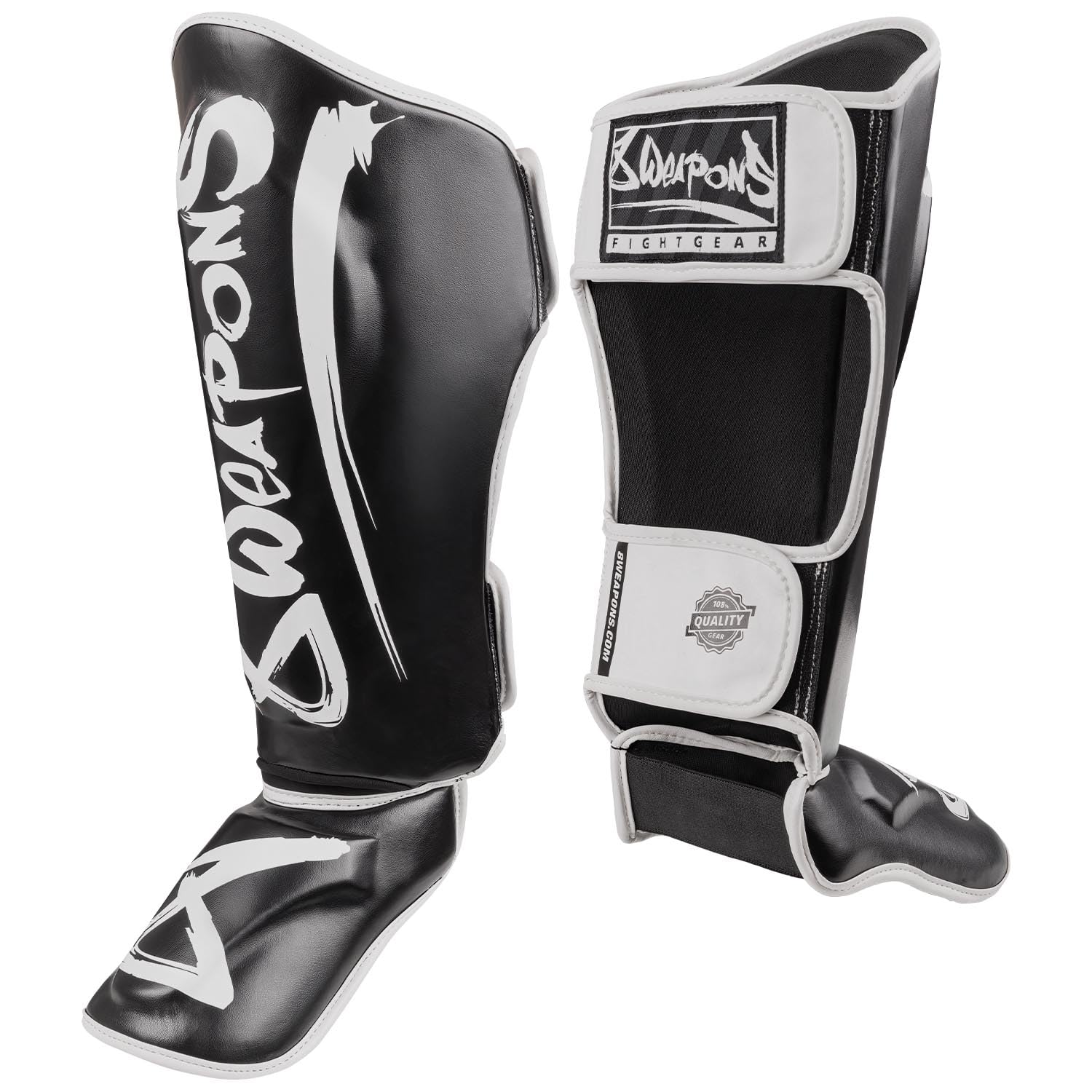 8 Weapons Unlimited 2.0 Shin Guards Black/White