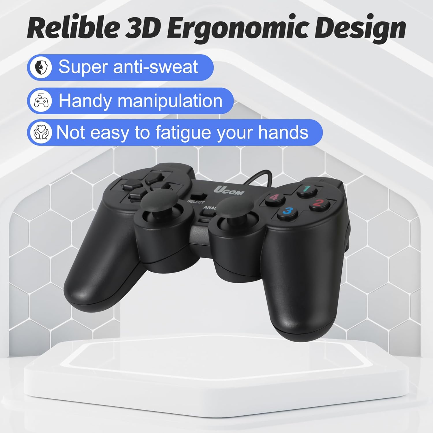 Wired USB Game Controller for Windows PC/Raspberry Pi, Dual Vibration Gaming Joystick, Gamepad for Laptop Desktop (Windows 11/10/8/7) & Steam/Roblox/RetroPie/RecalBox