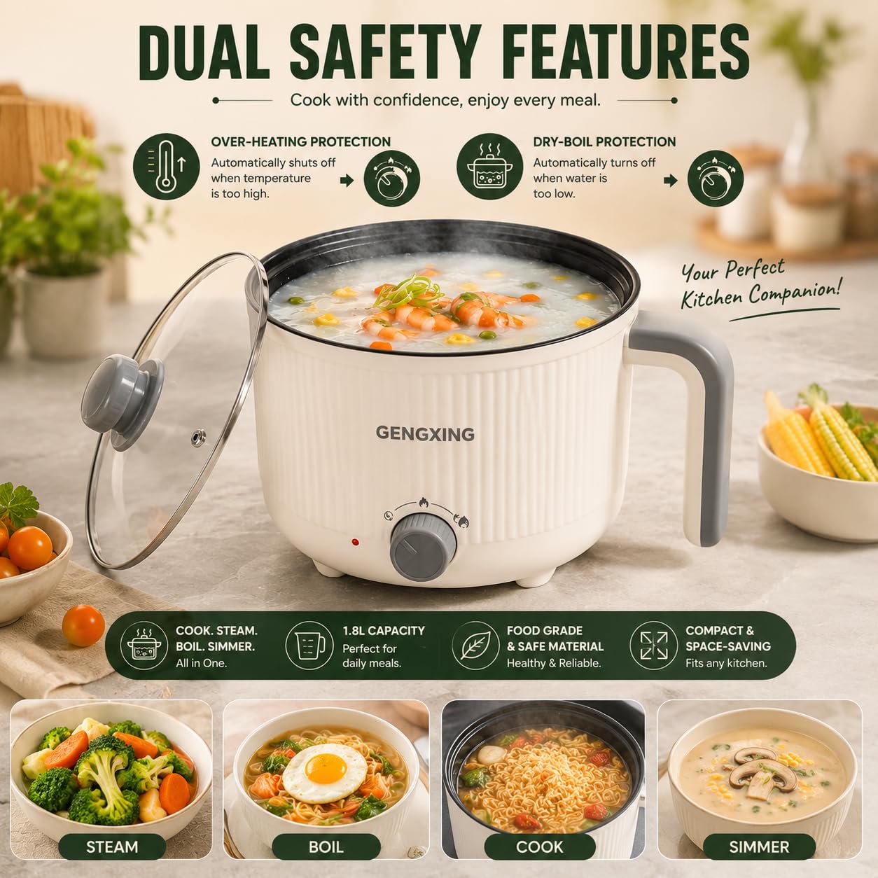 Mooka Electric Kettle - Boil, Steam & More! -8
