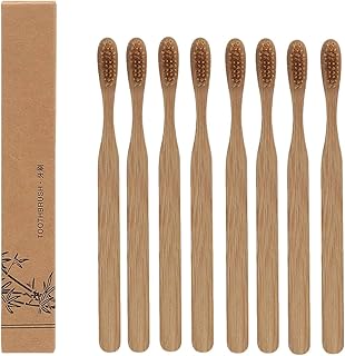 Bambus-Zahnbürsten-Set, biologisch abbaubarer natürlicher Holzgriff mit extra weichen Borsten, nachhaltige Mundpflege für Erwachsene, Zero Waste Reisezahnbürste für sanfte Reinigung (8 Stück)