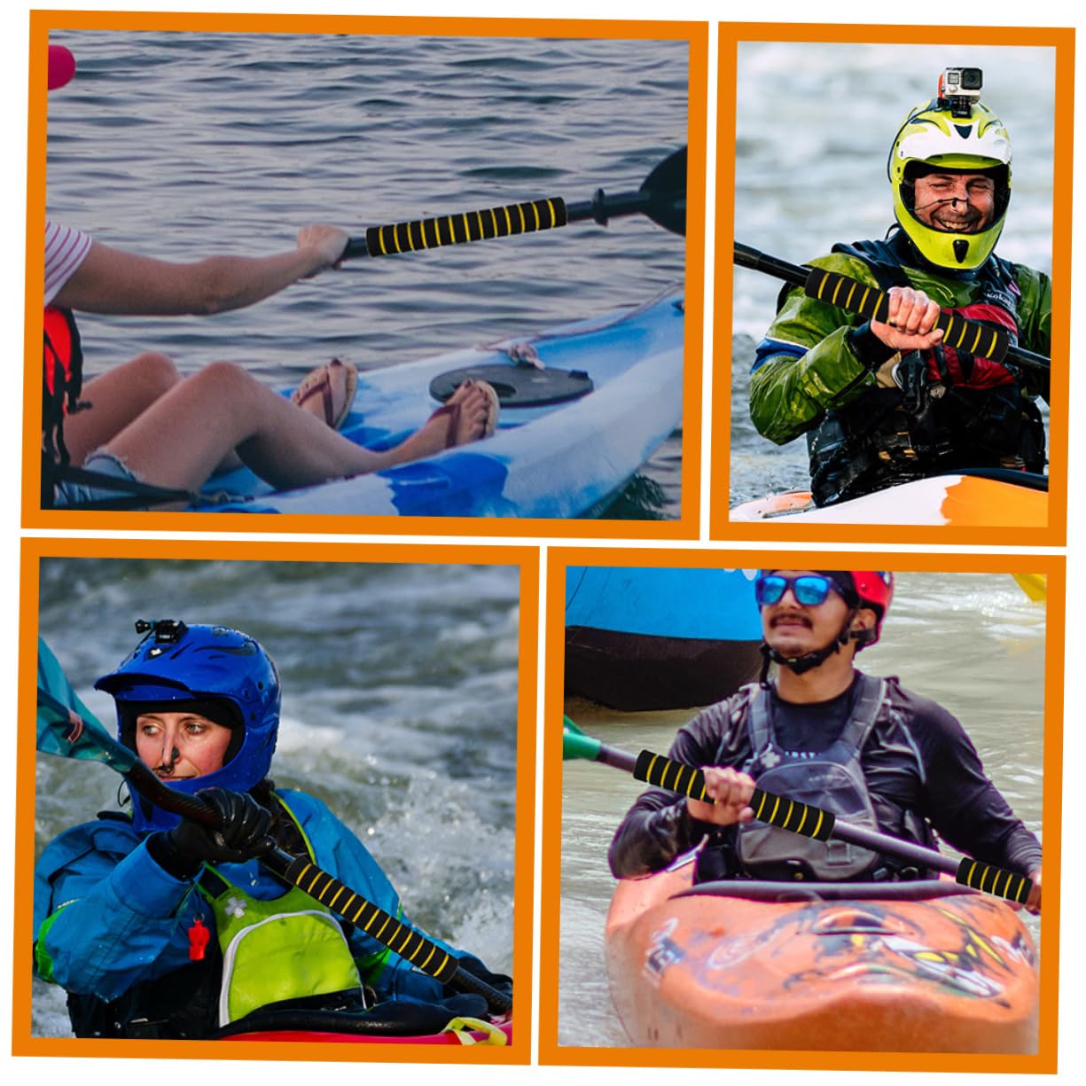 2 pares de cómodas cubiertas de remo para kayak, antideslizante, mango de remo, cubierta para canoa, varillas de remo, cubierta de esponja, equipo de kayak, protección para kayak
