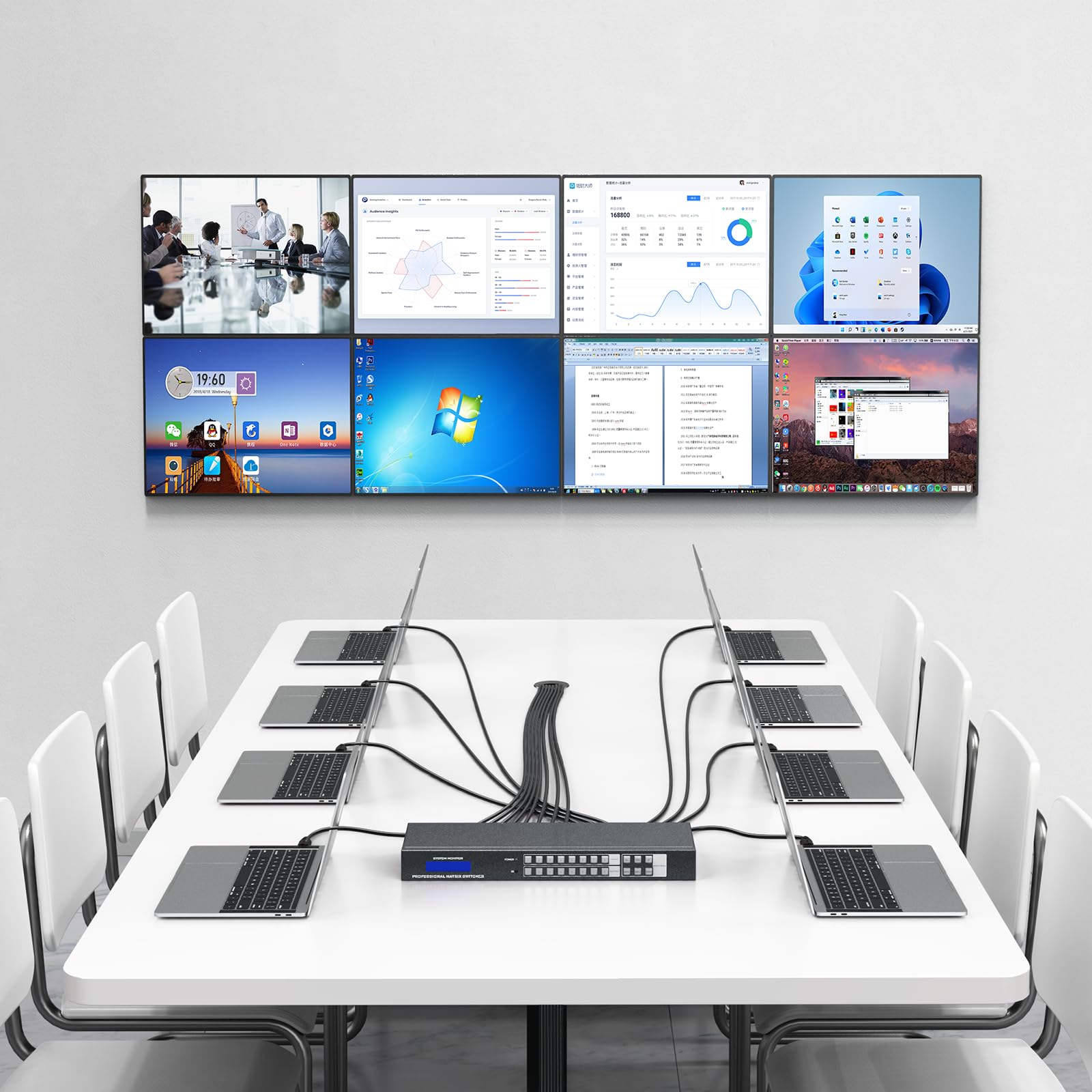 Conmutador HDMI 4K 8x8 con control web y extracción de audio 3,5 mm, 4K @ 30 Hz, montaje rack, divisor 8x8, compatible HDCP EDID RS232