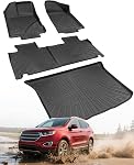 Car Floor Mats for Ford Edge 2007-2014 & for Lincoln MKX 2007-2015 Full Set | Cargo Mat Liner Trunk All Weather Rubber TPE Accessories for Edge MKX Custom Fit SUV Rugs Black Waterproof Non-Slip
