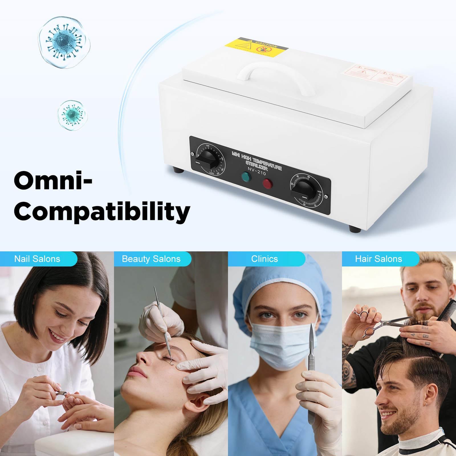 Profesjonalny sterylizator gorącego powietrza 300 W do instrumentów, autoklaw z timerem do 220℃ do narzędzi do paznokci, maszyny do czyszczenia metalu i dezynfekcji w salonach, klinikach