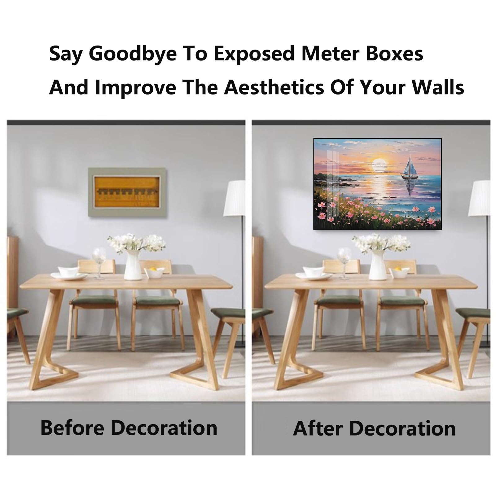 Coperchio Scatola dell'interruttore Decorazione Copri Quadro Elettrico Decorativo Fare Buchi Pannello Nascondi Dipinti Cucina, Facile da installare(A,45x35cm)