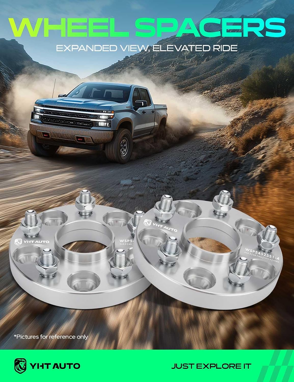yhtauto 5x4.5 hub centric wheel spacers 20mm fits toyota, lexus & scion models, camry, rav4, rx, 5x114.3mm tire spacers w/ 12x1.5 studs 60.1 mm hub bore 5 lug 4pcs silver spacers silver 20mm set of 4