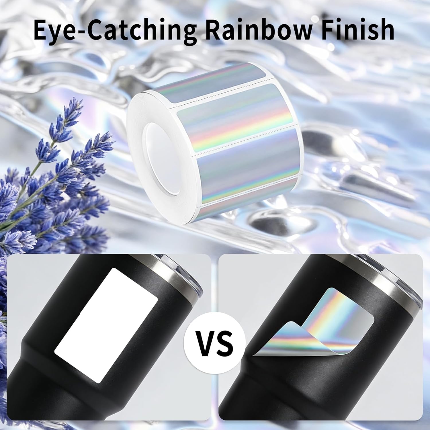 500pk Holographic Thermal Labels 2.25 x 1.25, Silver Rainbow Direct Thermal Stickers for Small Business & Packaging, Waterproof Barcode QR Labels - Image 3