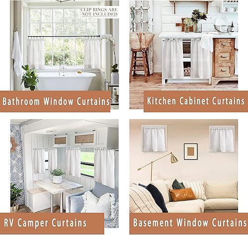 Miniatura 4 de XTMYI Cortinas semitransparentes cortas para tratamiento de ventana, 36 pulgadas de largo, bolsillo para barra, estilo granja, bohemio, filtrado de