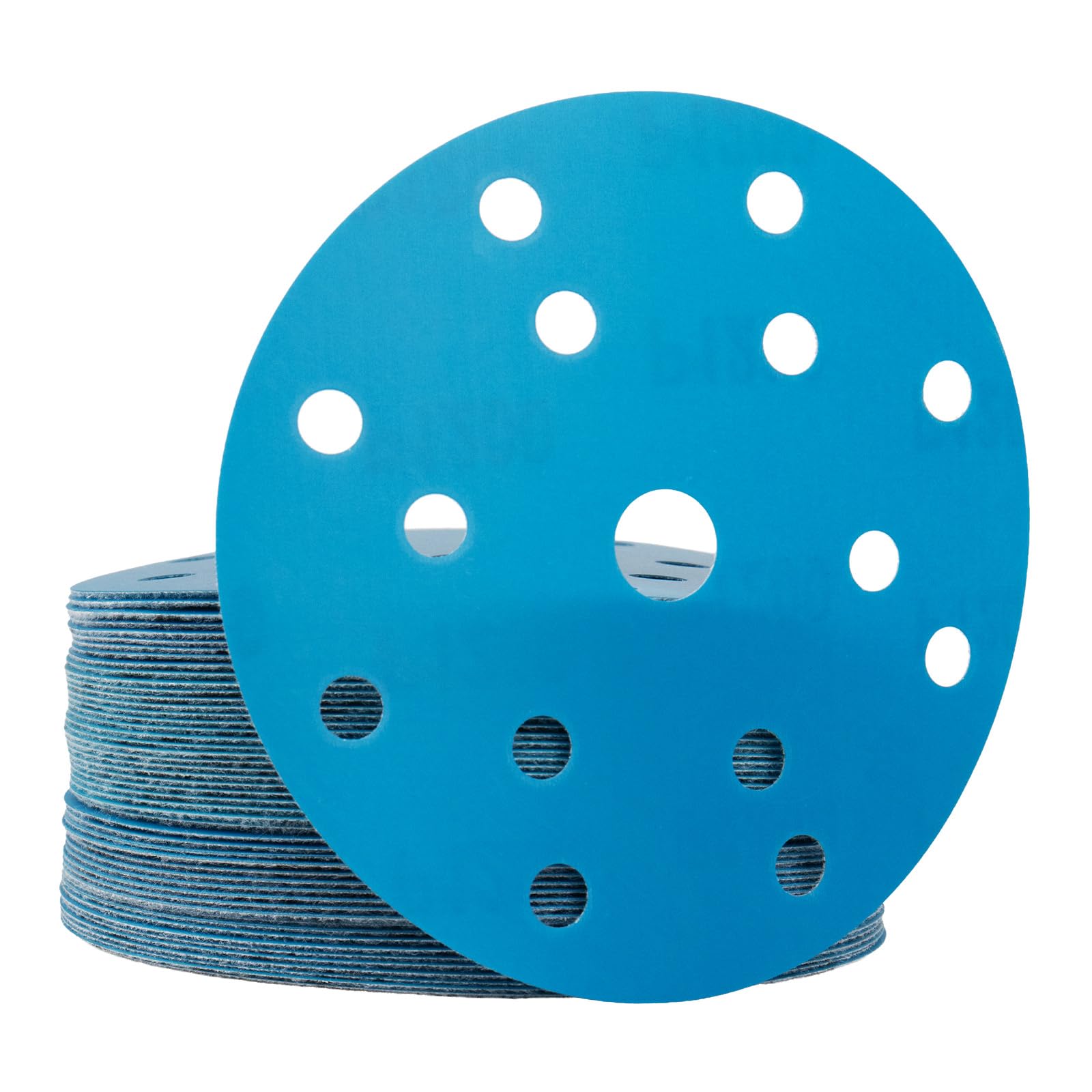 50PCS Film Sanding Discs 150mm Waterproof 15-Hole Ceramic Abrasive Pads, 150 Grit Sanding discs for Flawless Wet Sanding on Automotive Clear Coat, Solid Surfaces & Wood Finishing