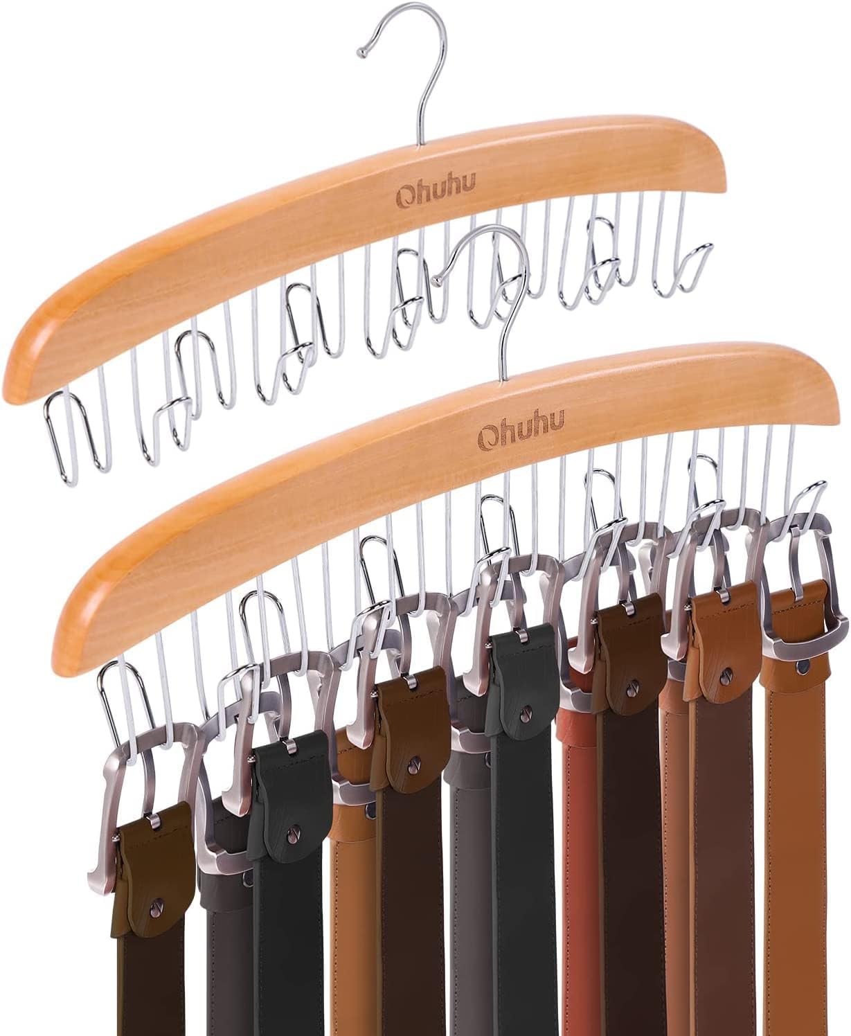 Belt Hanger, Ohuhu Wooden Belt Rack Organizer for Closet, 2