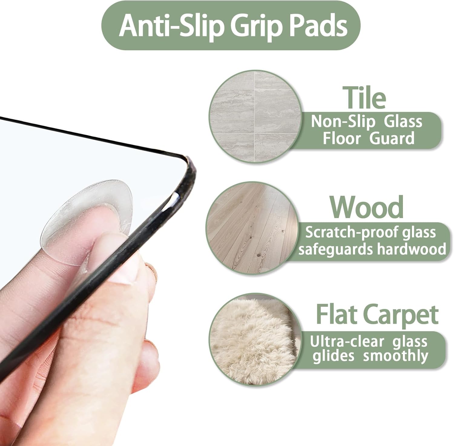 Tempered Glass Chair Mat 46"x36" – Ultra-Clear Office Chair Mat for Hardwood Floors & Low-Pile Carpets – Heavy-Duty 0.2" Scratch-Resistant Surface with Non-Slip Pads – Supports 1,000 lbs