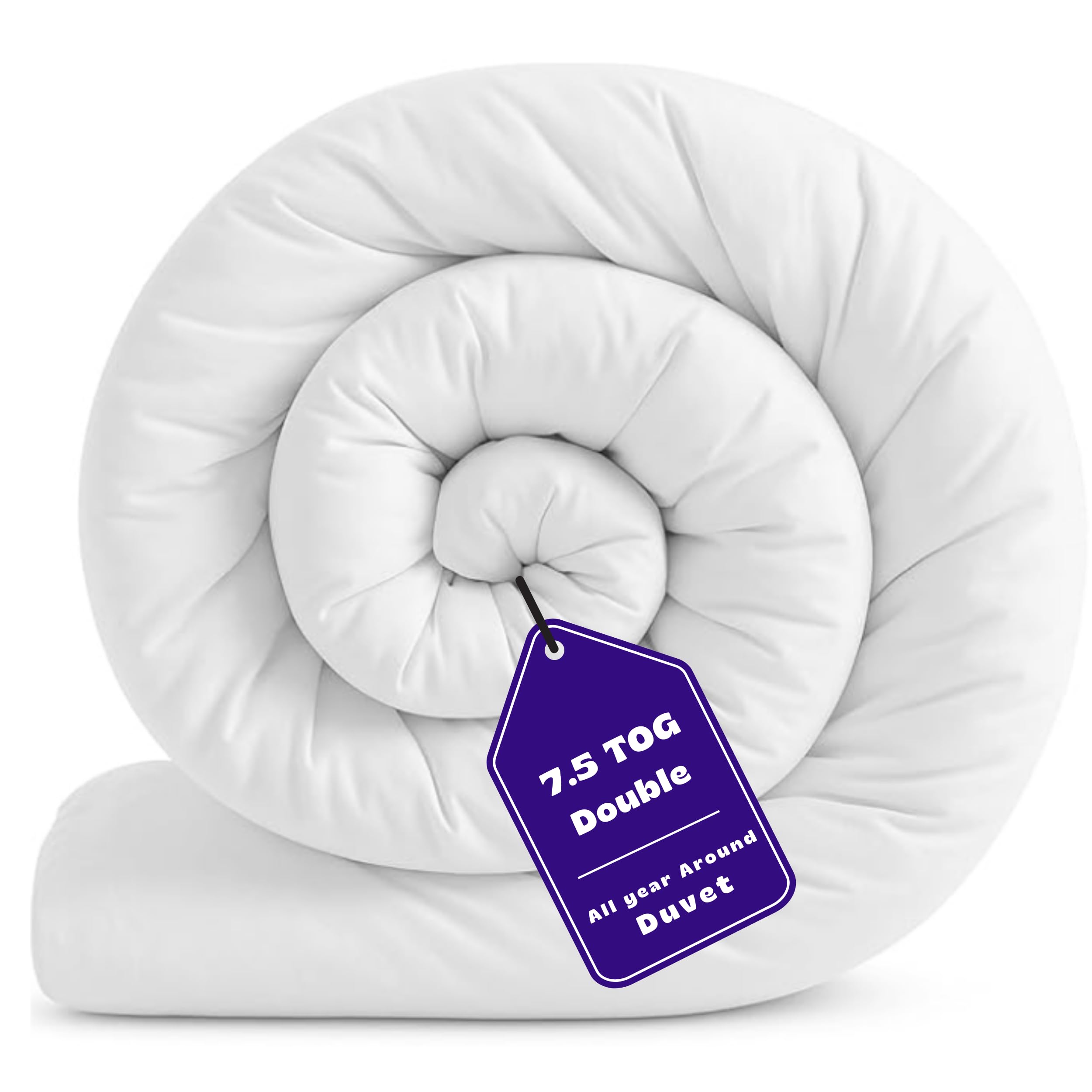 ml MassAri Limited Double Size Duvet 7.5 Tog | Anti Allergy Duvet with Hollowfiber Filling | Made in the UK All Year Round Quilt, Soft & Premium Quality (200x200 cm)