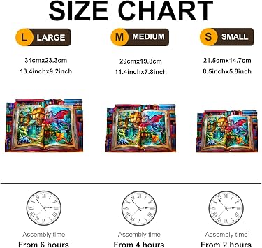 Wooden Puzzles, Colorful Book Dragon Puzzle 240 Pieces, Unique Animal Shaped Wood Challenging Jigsaw Puzzles Gifts for Adults, 13.4x9.2in