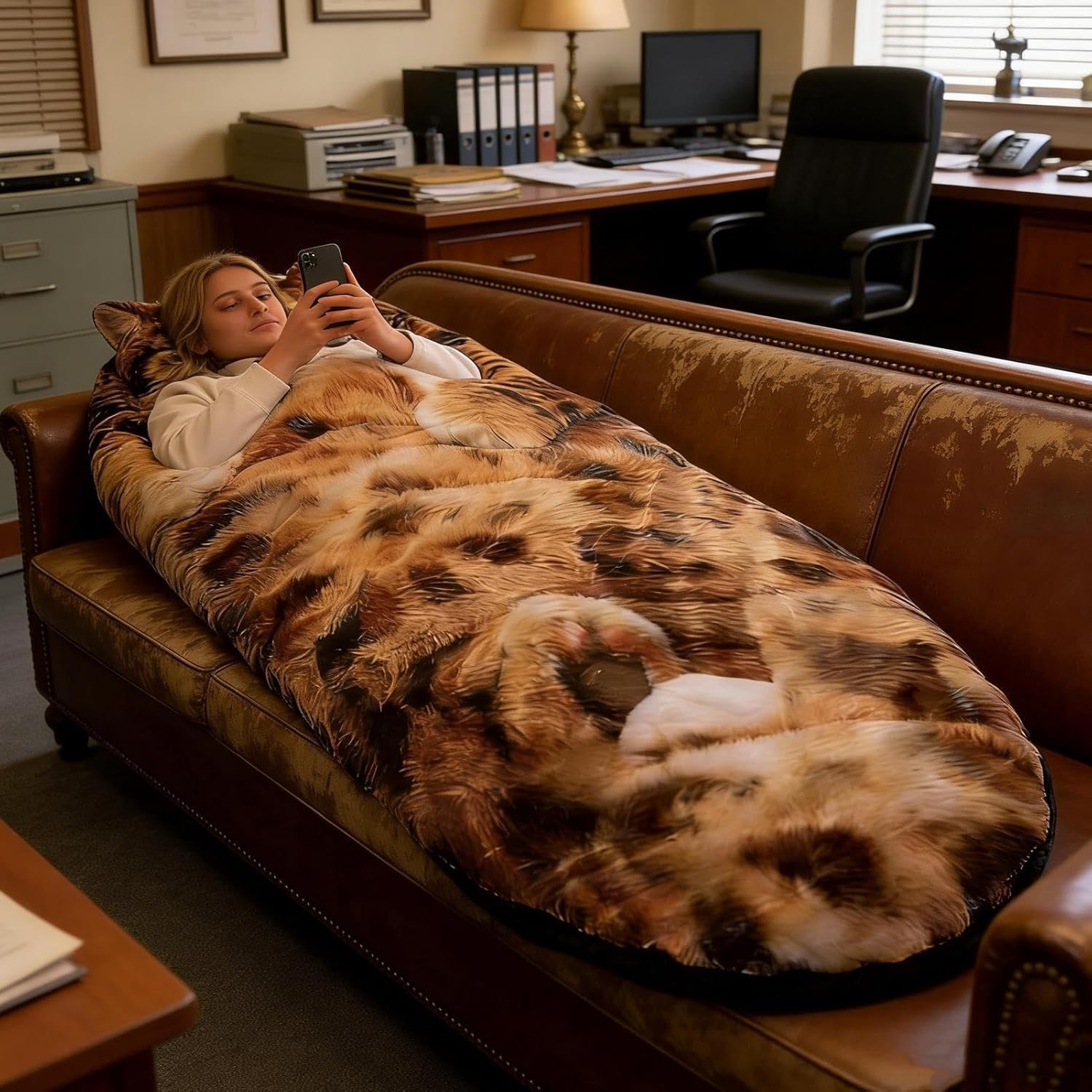 Plush Cat Print Envelope Sleeping Bag, Cat Sleeping Bag for Humans, Giant Plush Envelope Design with Soft Flannel Lining Self, Cute Ćat Themed Warm Blanket for Home,Provide Excellent Warmth Comfort