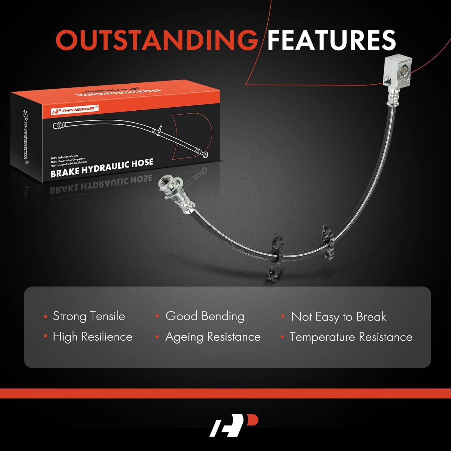 A-Premium Rear Center Side Brake Hydraulic Hose Compatible with Jeep Models - XJ Series Cherokee 1993-2001, Lifted Suspension