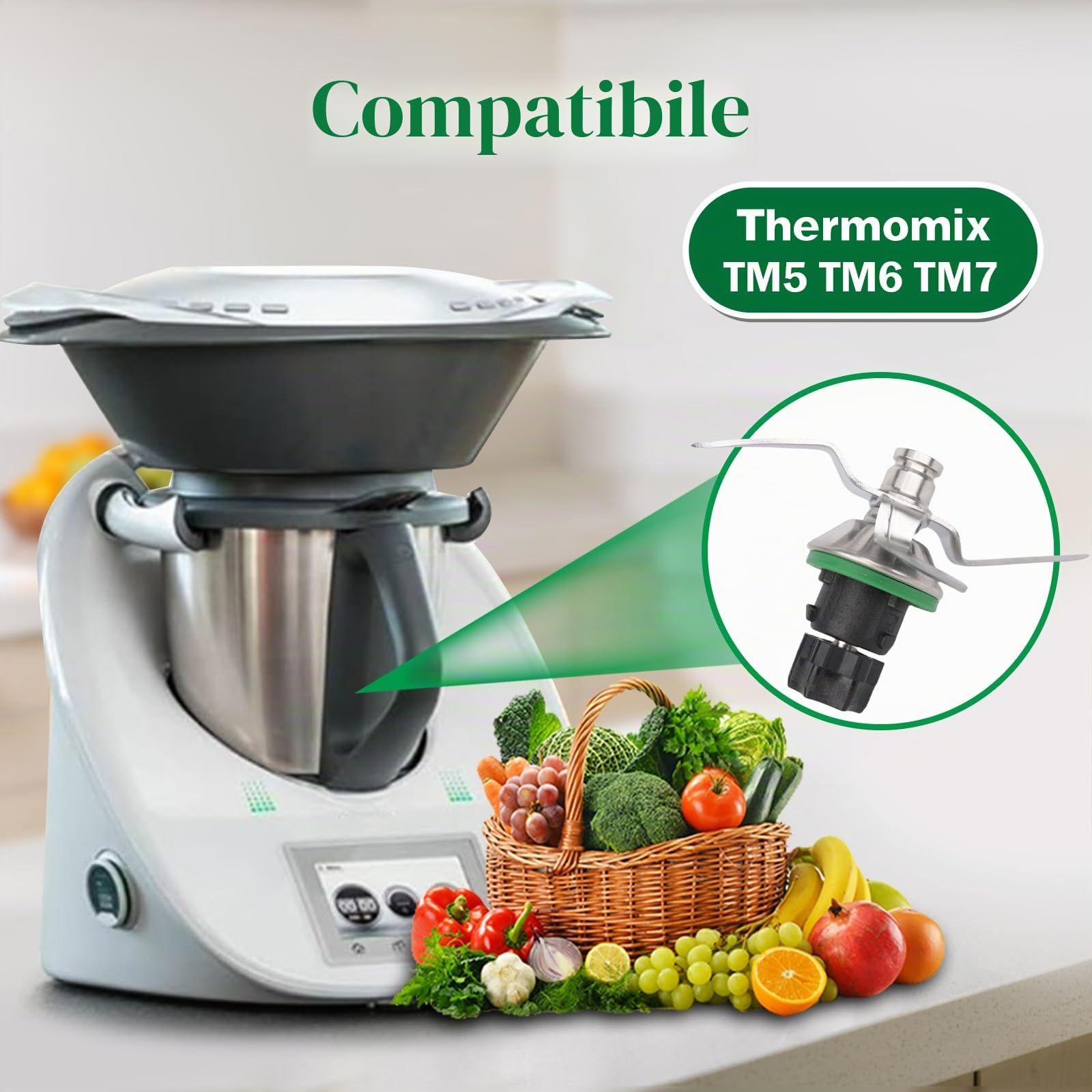 Gruppo Coltelli di Ricambio per Vorwerk Thermomix Bimby TM6 TM7 TM5 - Gruppo Lame Bimby TM6 TM5 in Acciaio Inox SUS420 - Lama per Ricambi Bimby TM6 TM5 - Accessori per Thermomix TM5/TM6/TM7