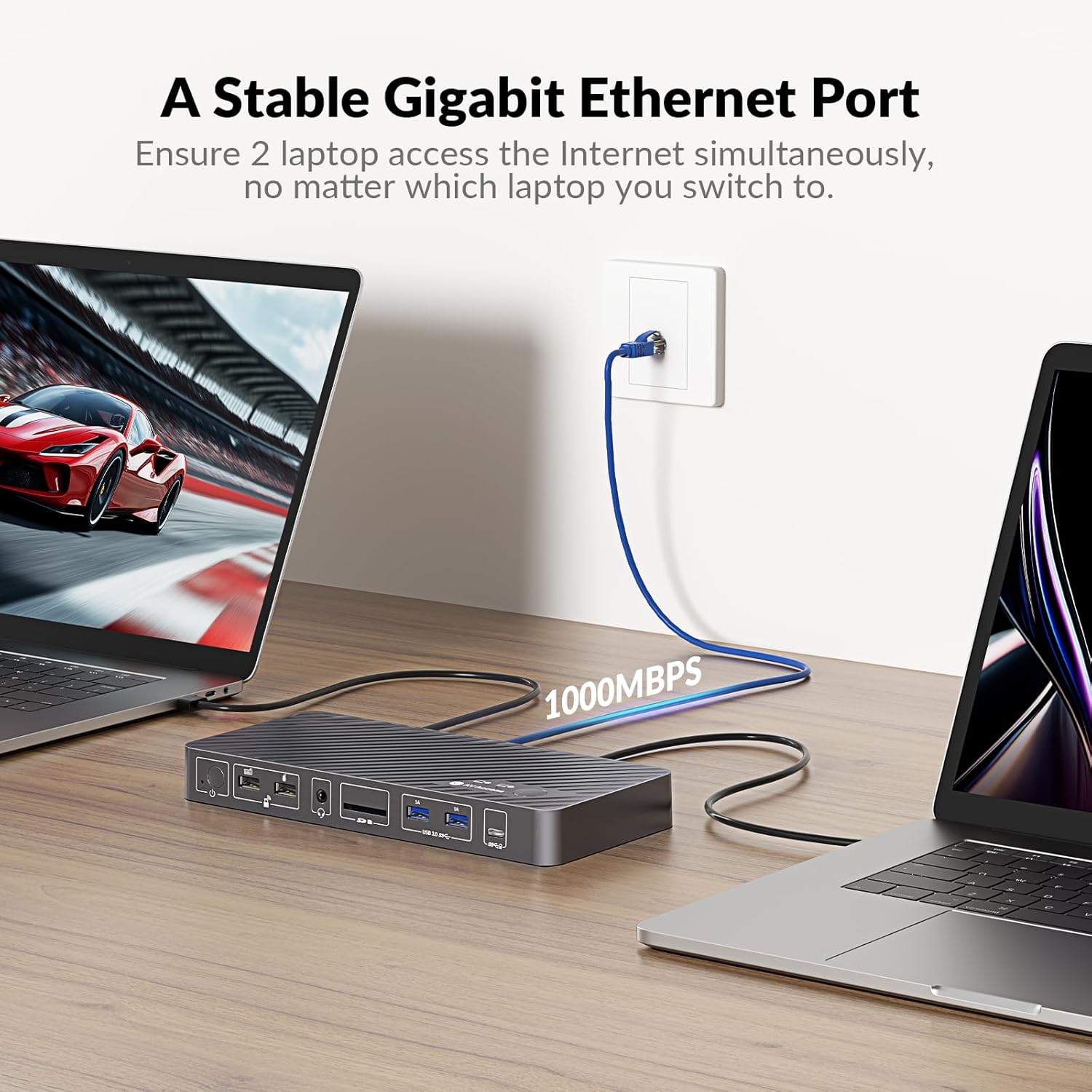 AV Access Docking Station KVM Switch 2 Monitors 2 Laptops, 4K HDMI KVM Switch Dual Monitor, 100W PD for Each PC, 1G Ethernet, EDID Emulation, Ideal for Home Office & Gaming KVM Switch with Docking Station image 3 of 9 B0DD3X51XS