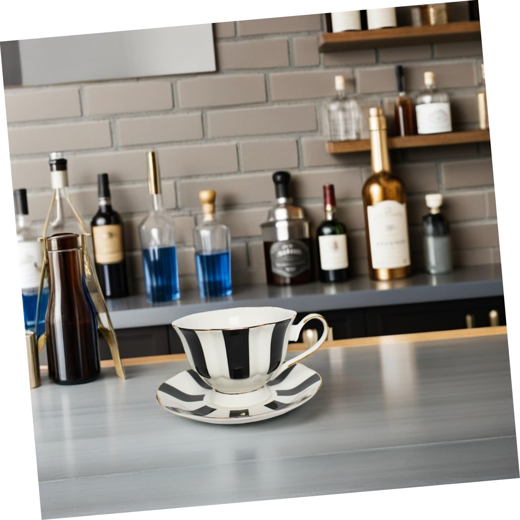 Tazza da Caffè Piattino e Superficie Liscia Set 1 Nero in Ceramica Grande Capacità Stile Europeo per Latte e Coffee
