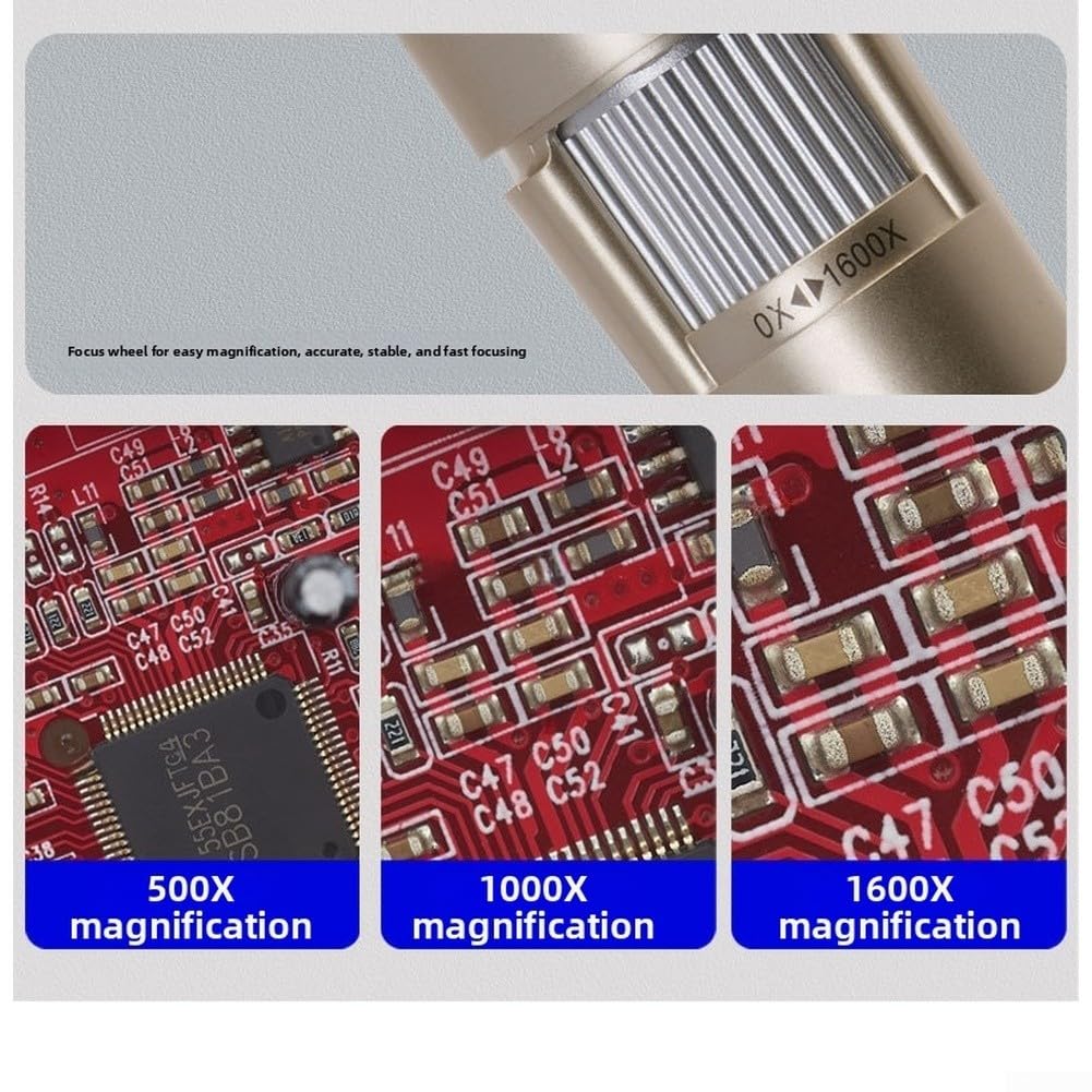 WiFi Digital Mikroskop 1080P Handheld 1000X Vergrößerung mit 8 LEDs für Haut Münze Leiterplatte Inspektion Gold