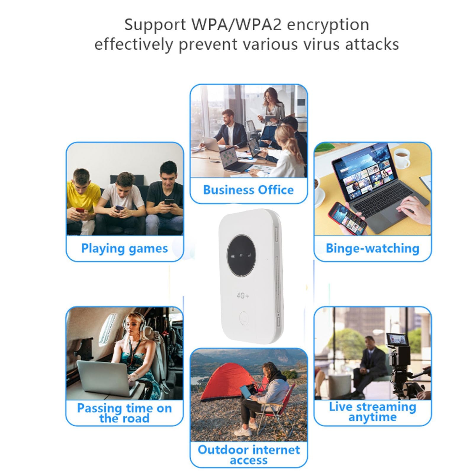 VBESTLIFE Dispositivo Hotspot WiFi Portatile, 4G LTE CAT5 300 MBPS Hotspot Mobile WiFi, Supporto per il Router di Viaggio della Scheda Pocket SIM Fino a 10 Utenti
