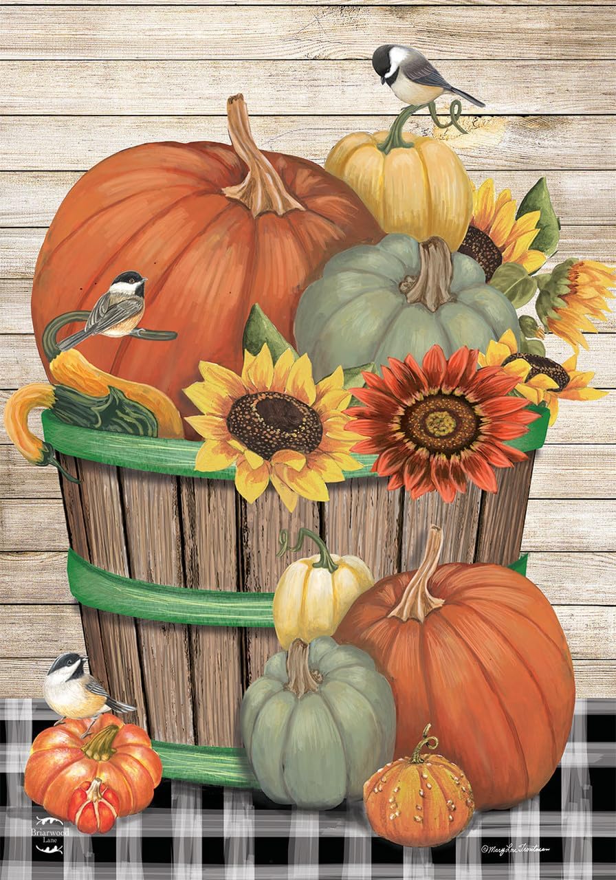 Checkered Fall Truck Burlap House Flag 40" x 28" Briarwood Lane