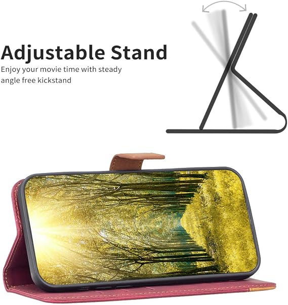 Aroepurt Case Compatible for HeyxFome X2 2024 6.5 Phone Case Cover [with Tempered Glass Screen Protector] Flip Stand Cover PU Leather BF11 Wallet Case Red
