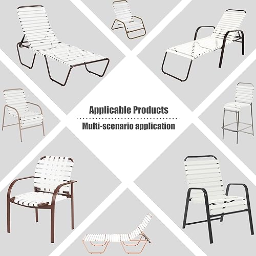Miniatura 6 de Correas de vinilo para reparación de sillas de patio, correas de repuesto de 2 pulgadas de ancho y 20 pies de largo + 40 remaches gratis para
