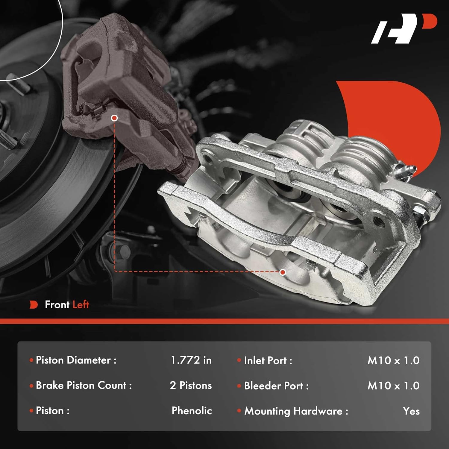A-Premium Disc Brake Caliper Assembly with Bracket Compatible with Select Buick, Chevy, GMC, Isuzu, Olds & Saab Models - Rainier, SSR, Trailblazer, Envoy, Ascender, Bravada, 9-7x - Front Passenger