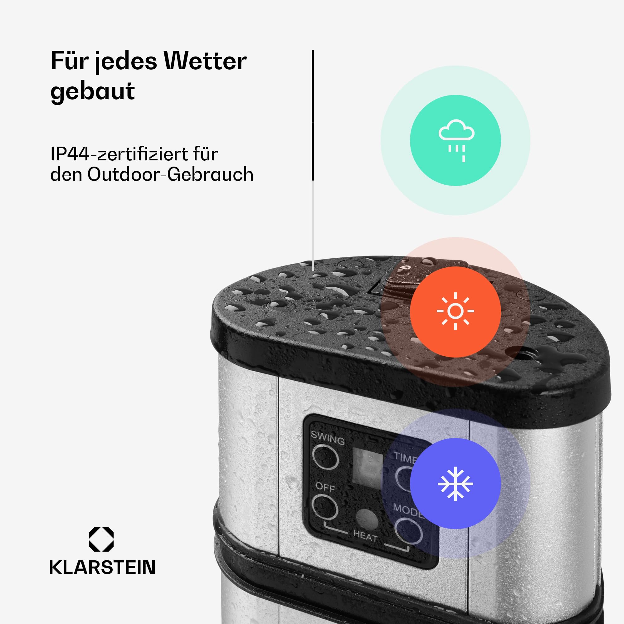 blumfeldt Heat Guru Plus Standheizstrahler - Stand Heizstrahler mit 2000 W Leistung, 3 Heizstufen, Infrarotstrahler mit Timer, 60° Oszillation, Carbon-Heizelement, Fernbedienung, Edelstahl, Silber