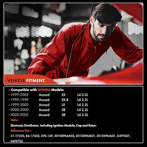 Miniatura 2 de A-Premium Distribuidor de encendido con tapa y rotor compatible con Honda Accord 1999 2000 2001 2002 2.3L