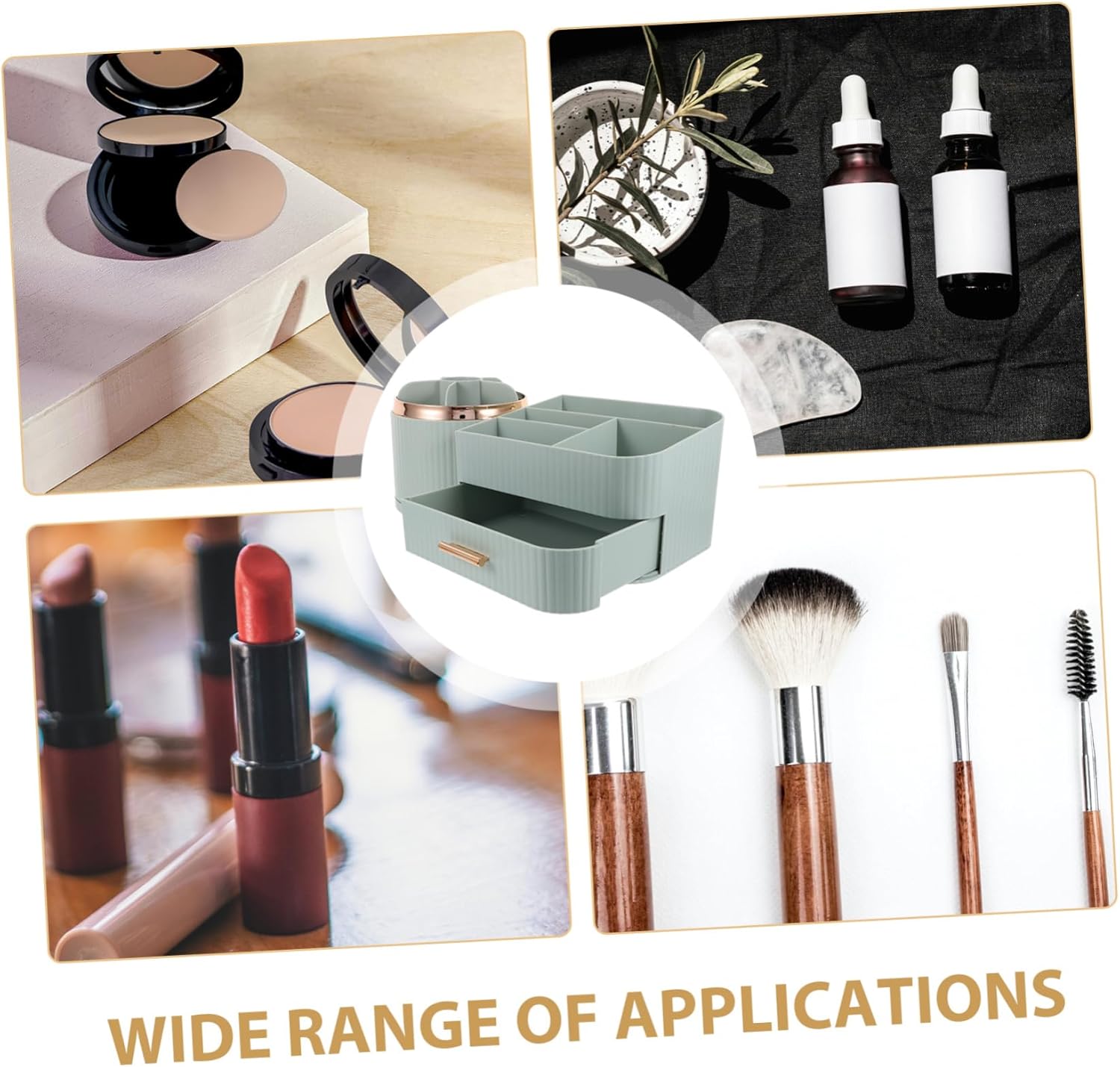 Rotating Makeup Organizer Drawer 360° Cosmetic Display Case for Vanity Large Brush Holder and Lipstick Storage Dustproof Makeup Storage for Skincare and Cosmetics