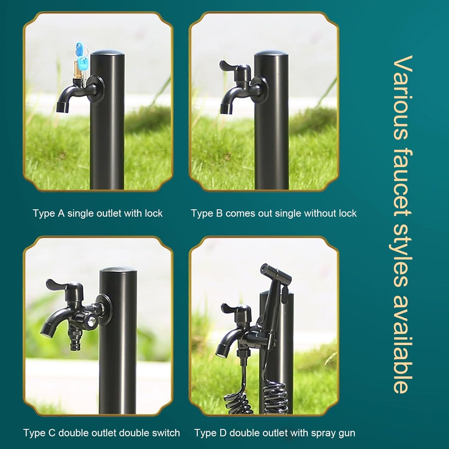 Outdoor Garden Water Column - Freestanding Hose Stand for Villas & Courtyards, Durable Black Design, Easy Installation, Ideal for Garden Watering Solutions