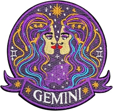 Constellation Gemini Patch 3.35 inches, Colorful Gemini Zodiac Patch