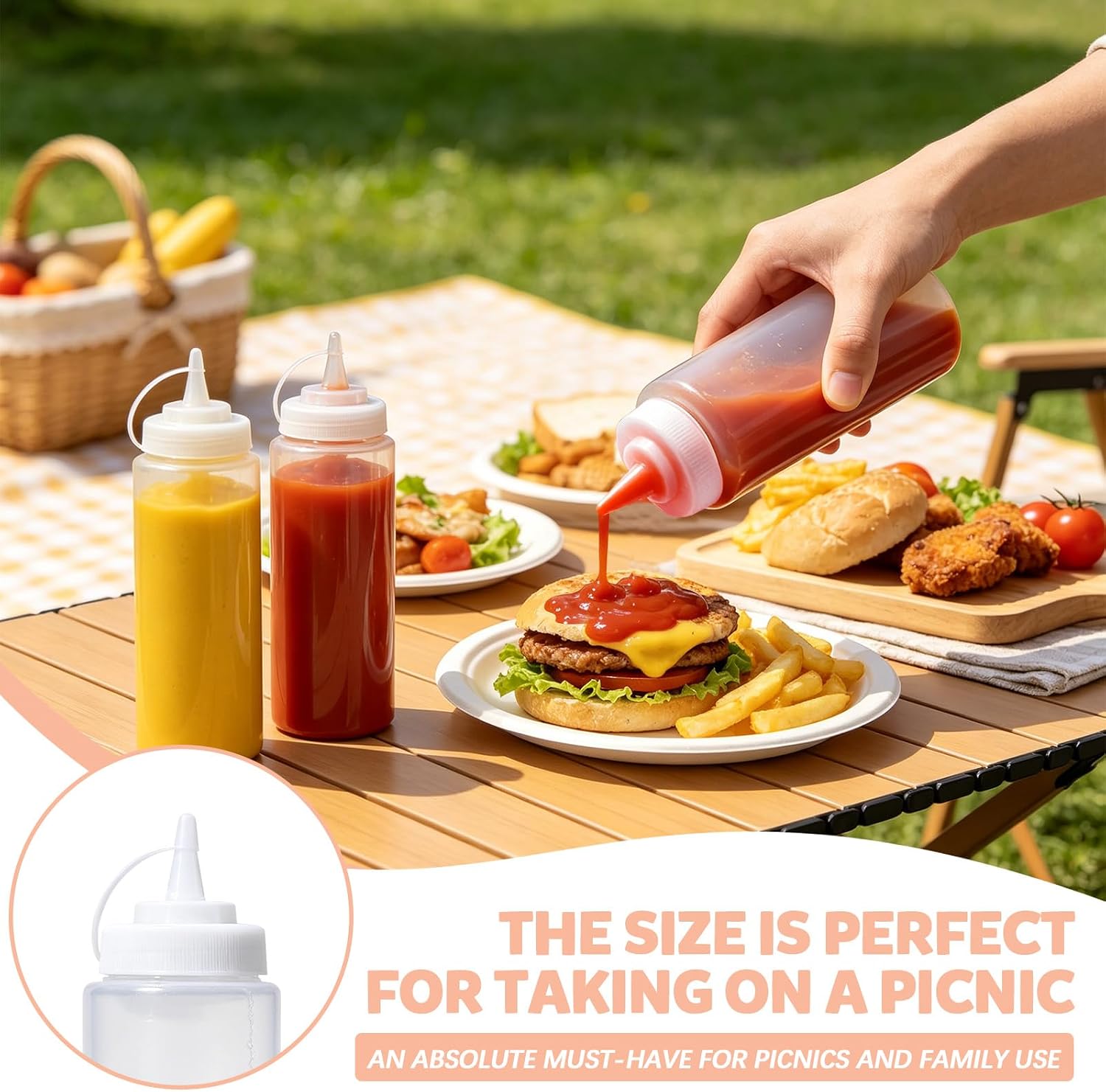 4 Packs 8 Oz Empty Squeeze Bottle with Leak-proof Lid, Wide Mouth Condiment Squeeze Bottles Refillable Sauce Dispenser for Syrup Ketchup Dressing Mustard (White)