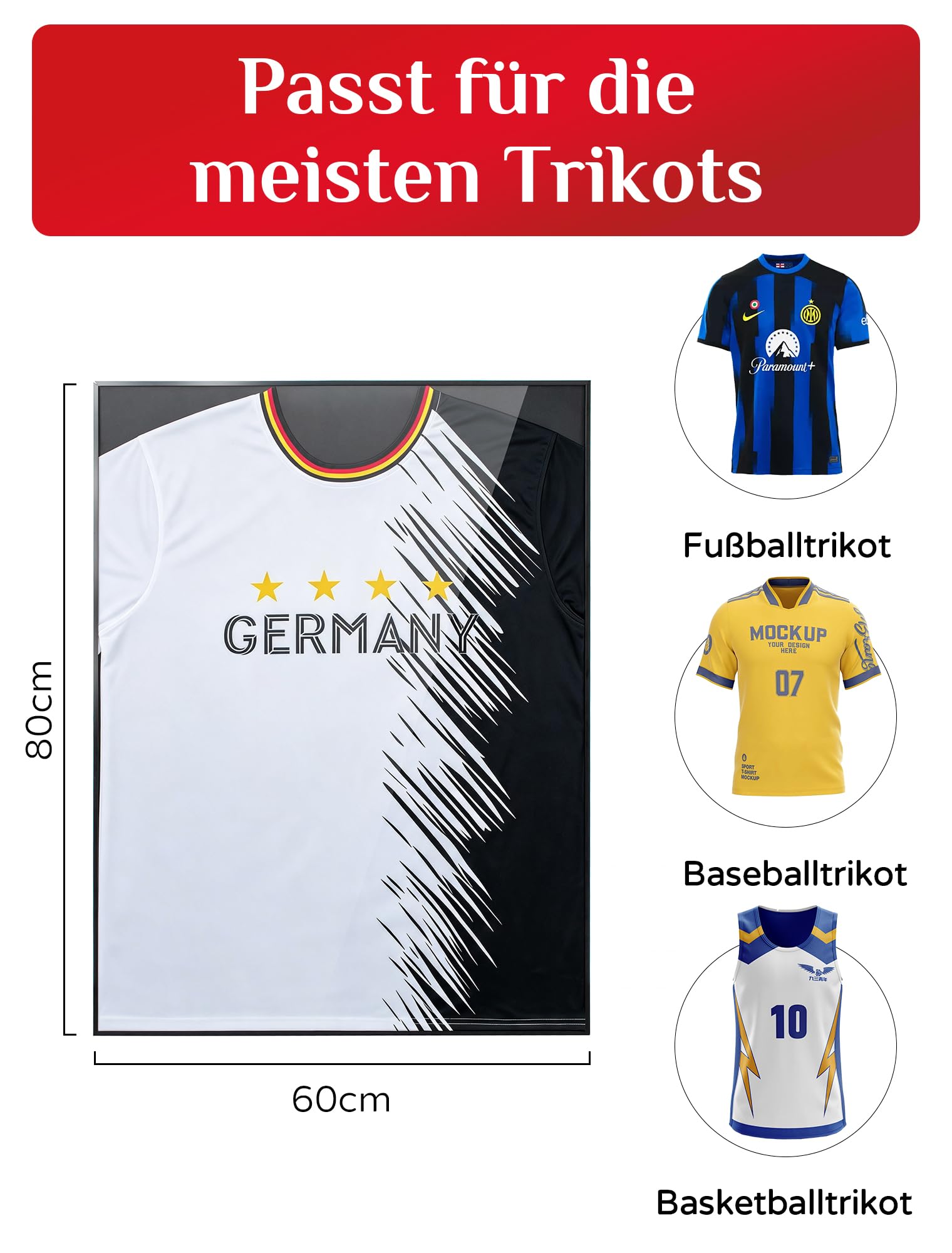 Aluminium Trikotrahmen 60x80 Bilderrahmen für Trikot