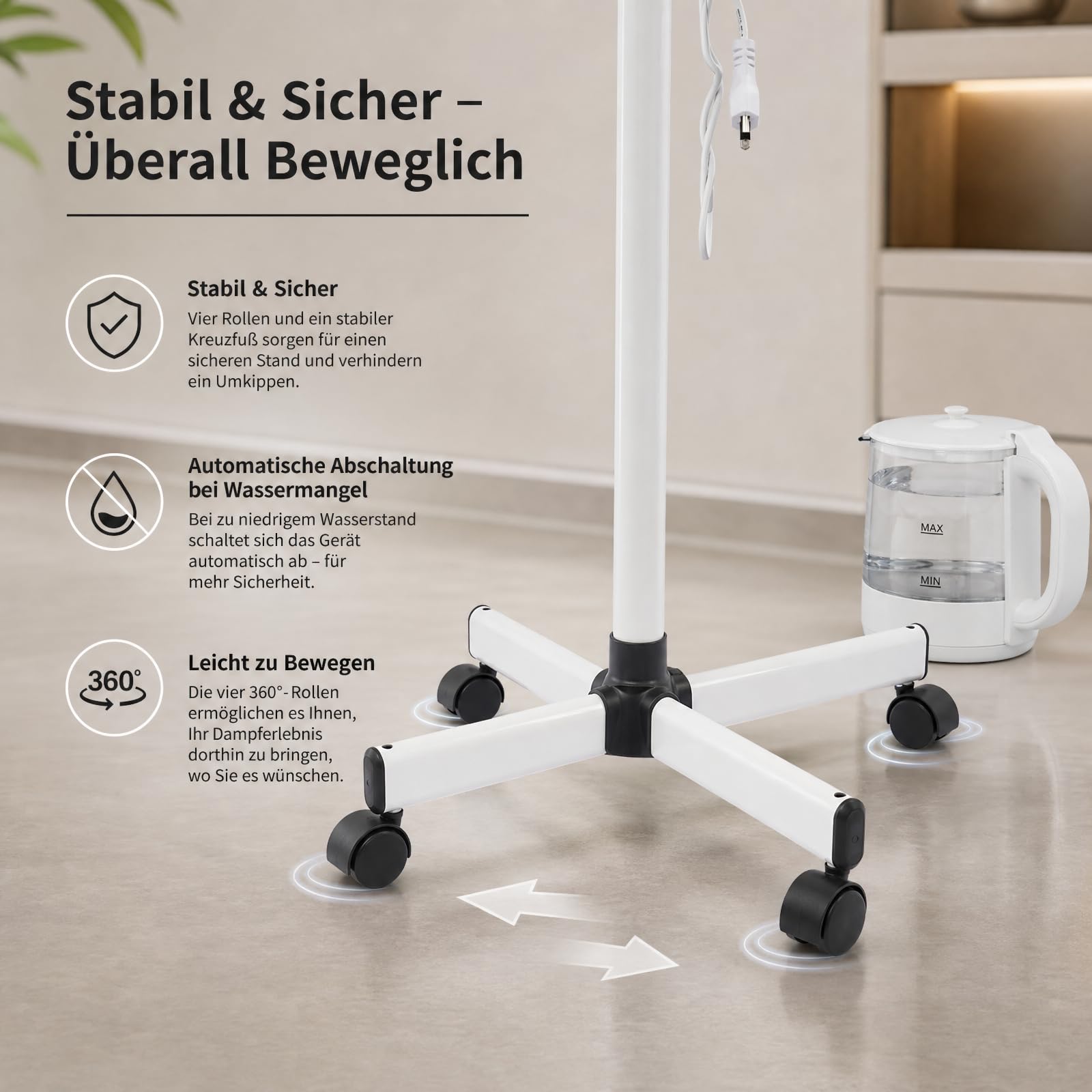 Gesichtsdampfer Ozon Kalt/Heiß Bedampfer 360° Porenreiniger Dampf Spa Maschine mit 5 LED-Licht und Vergrößerungsglas Dampfgerät Touchscreen Design Gesichtssauna Verdampfe
