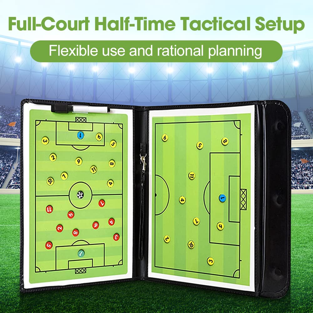 Tableau Tactique De Football Magnétique – Dimensions 33 X 50 Cm Déplié – Portable, Pliable – Avec Marqueurs, Gomme – Pour Entraîneurs, Coaches, Fans - 7