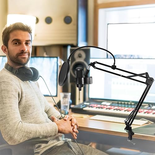Miniatura 6 de Soporte de micrófono con brazo para Blue Yeti, Nano, HyperX QuadCast Snowball Fifine y más micrófono, brazo de brazo ajustable con tornillo de 38" a