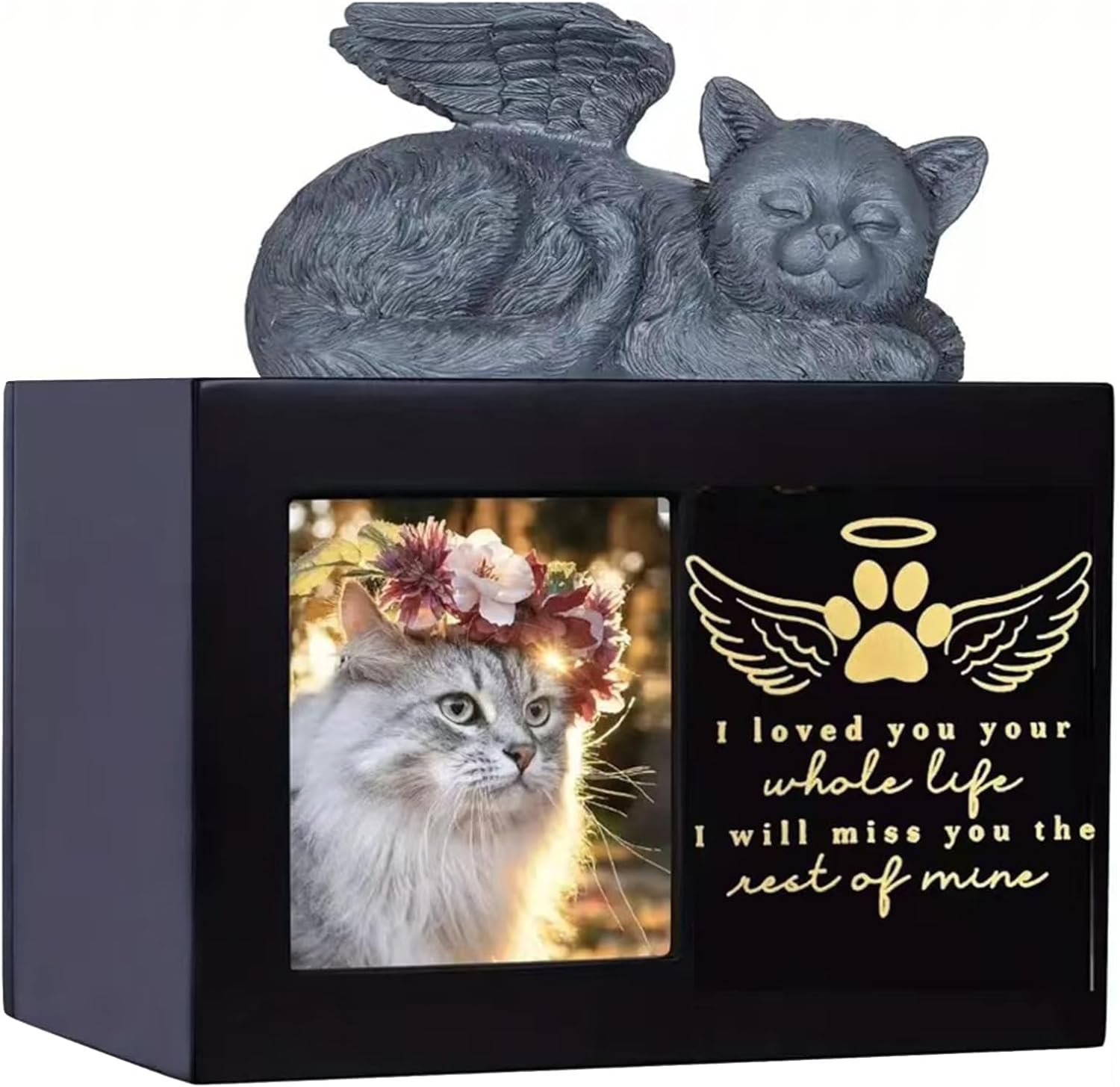 Sophisticated Pet Ashes Container with Photo Frame Memorials Resins Urns for Any Home Decoration Styles Bedroom Keepsakes Memory Box